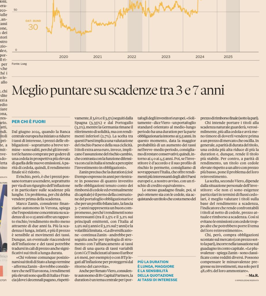 Contributo di Renato Viero sui Titoli di Stato pubblicato su Il Sole 24 Ore